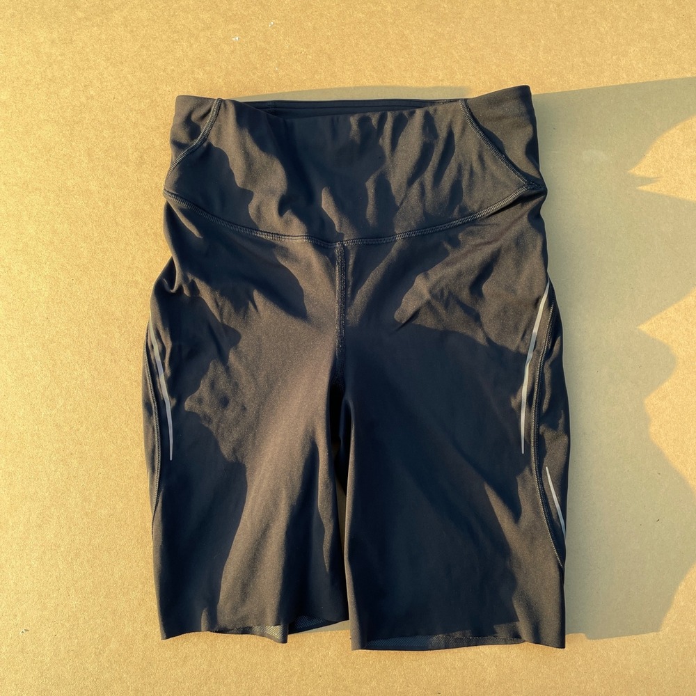 Lululemon Biker Shorts Womens 6 Black Running Reflective High Rise Athletic